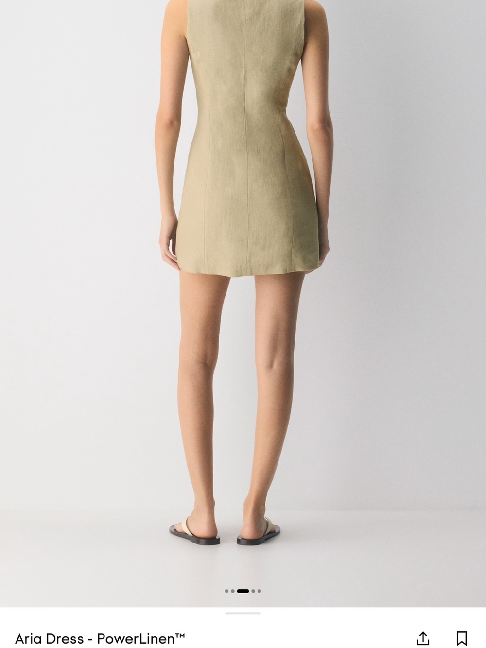 Aria Dress - Martini Olive color - Linen Button-Front Mini Dress - Picture 3 of 7